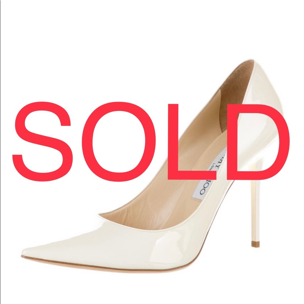 Jimmy Choo white patent leather heels